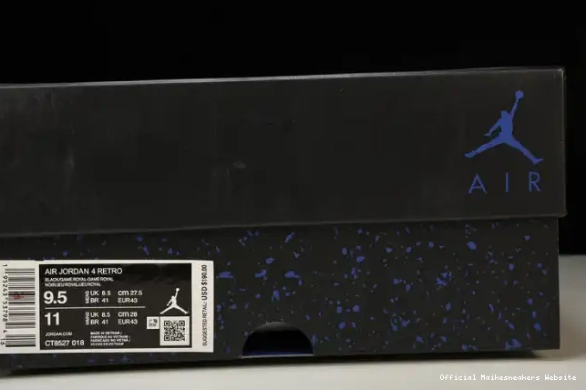 Official Maikesneakers Black Retro Jordan 4 CT8527-018 Game Royal 0617